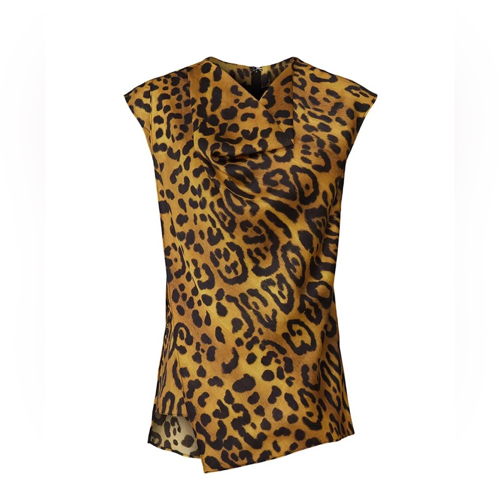 Adam Lippes Collective | Leopard Print Cowl Neck Top Size 4